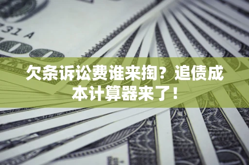 武汉欠条诉讼费谁来掏？追债成本计算器来了！